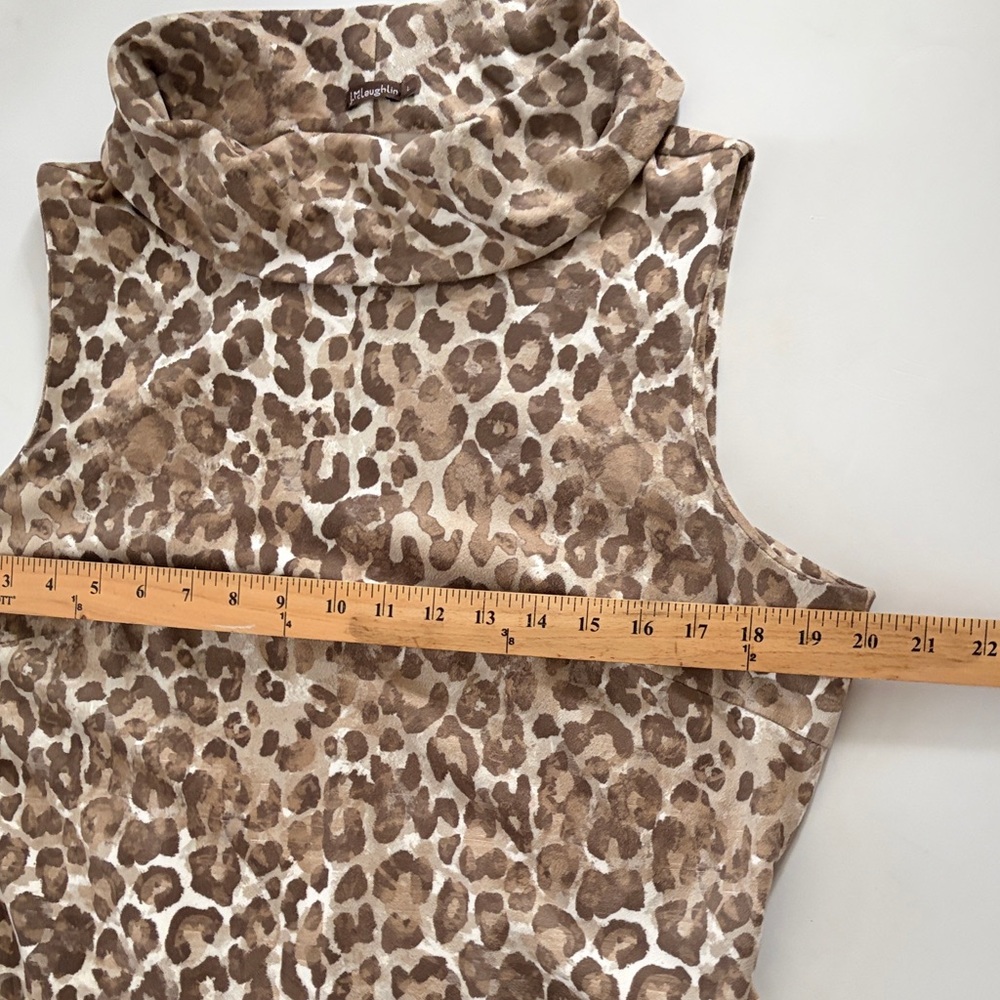 J. McLaughlin Lynda Sheath Dress Cowl Neck Faux Suede Leopard Print L - Picture 5 of 5